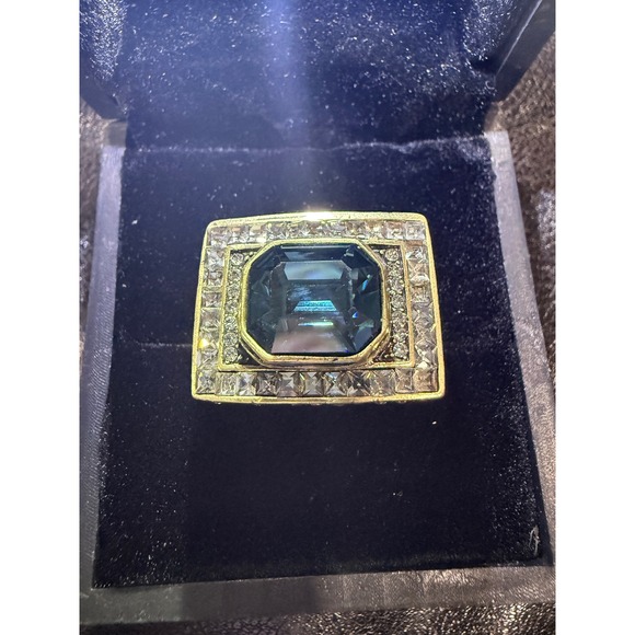 Heidi Daus Montana Blue & Clear Swarovski Crystal ring Size 8 - Picture 1 of 8